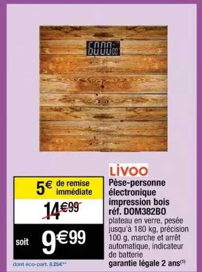 pèse-personne électronique impression bois livoo