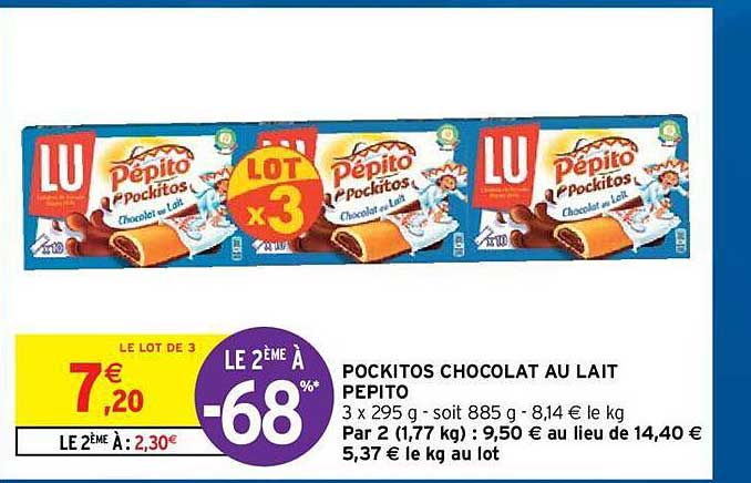 pockitos chocolat au lait pépito