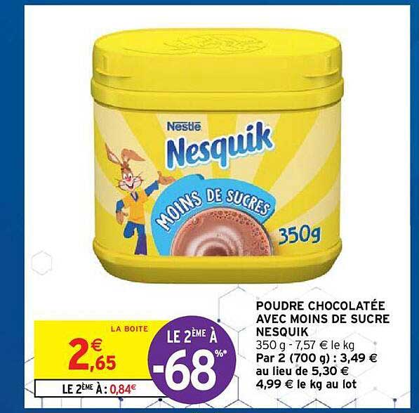 poudre chocolatée avec moins de sucre nesquik