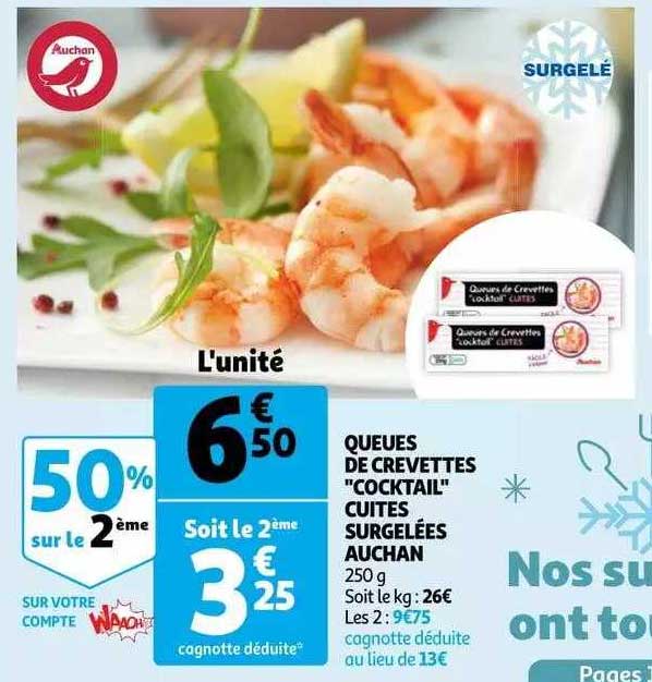 Queues De Crevettes "cocktail" Cuites Surgelées Auchan