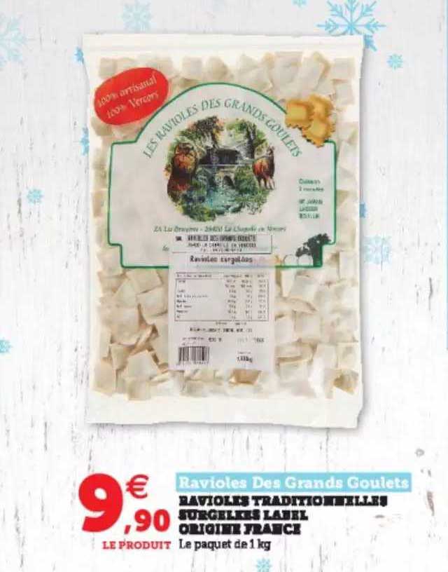 ravioles traditionnelles surgelées lable origine france