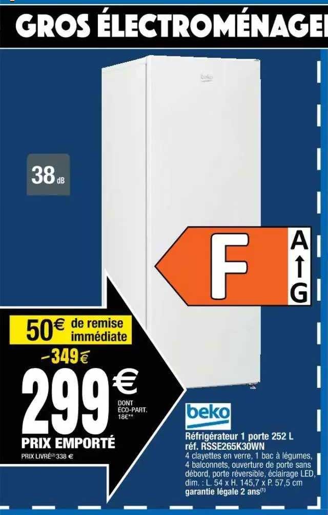 Réfrigérateur 1 Porte 252 L Beko