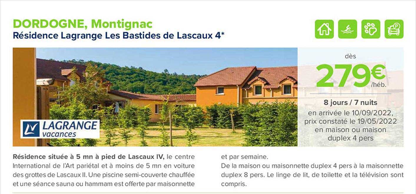 résidence lagrange les bastides de lascaux 4*