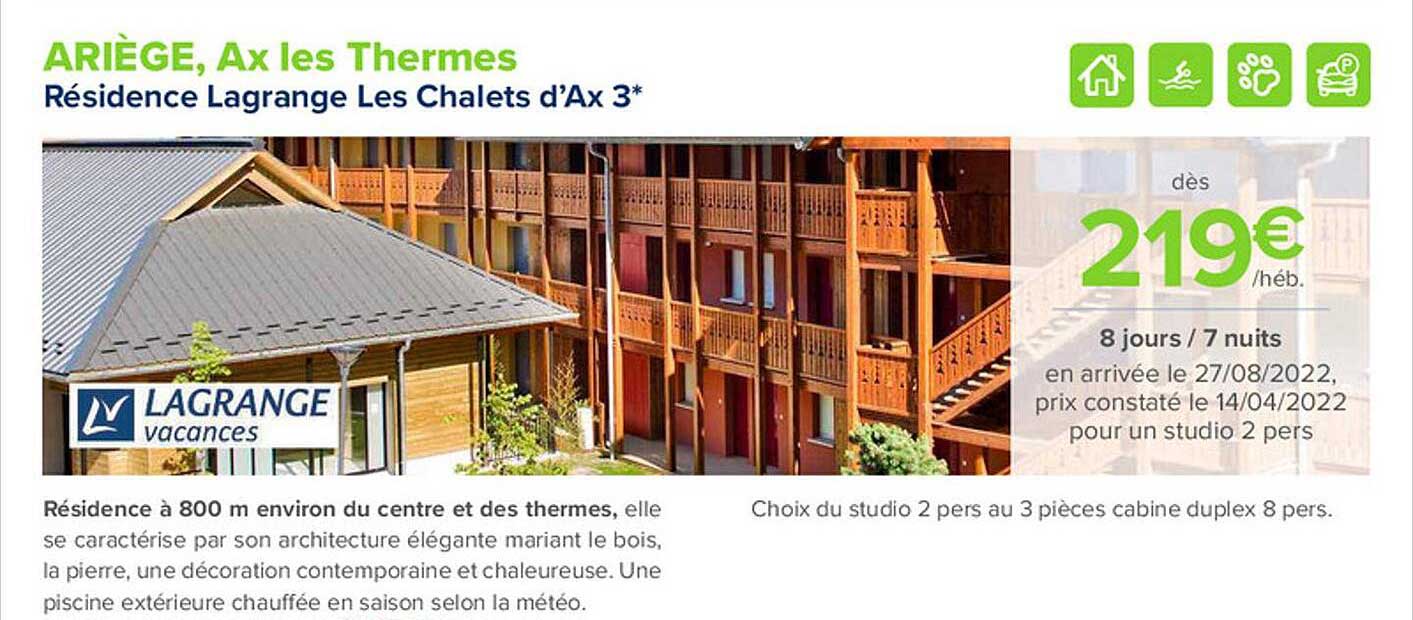 résidence lagrange les chalets d'ax 3*