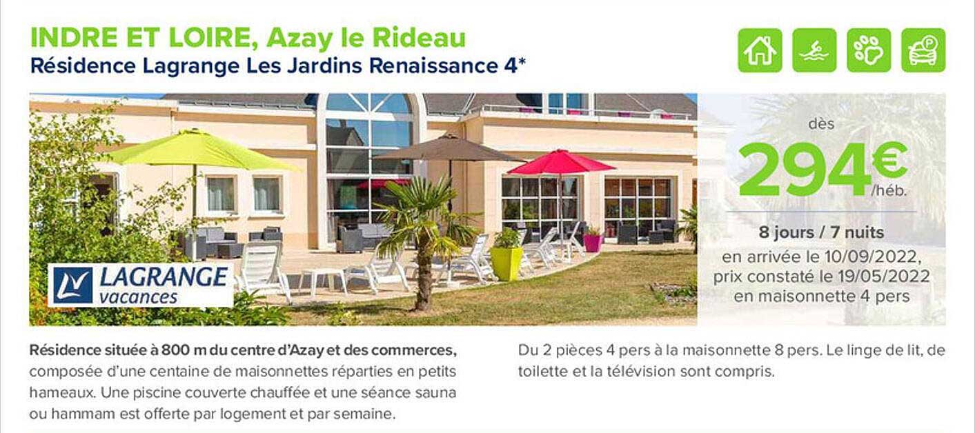 résidence lagrange les jardins renaissance 4*