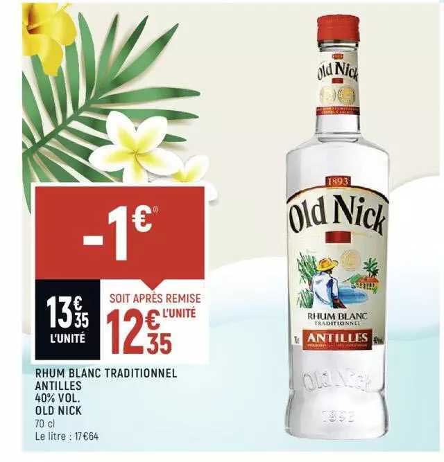 rhum blanc traditionnel antilles 40% vol old nick