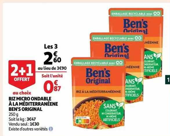 riz micro ondable à la méditerranéene ben's original