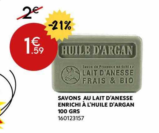 savons au lait d'anesse enrichi à l'huile d'argan 100 grs