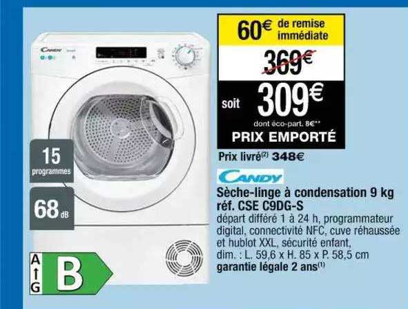 sèche-linge à condensation 9 kg candy
