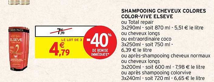 shampooing cheveux colores color-vive elseve
