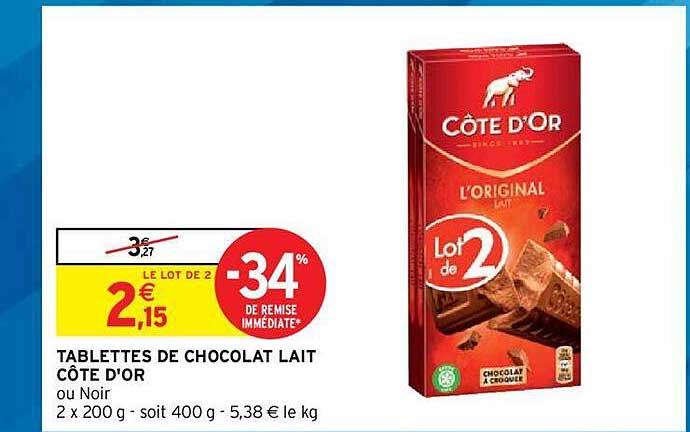 Tablettes De Chocolat Lait Côte D'or