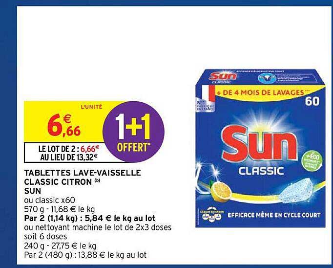 tablettes lave-vaisselle classic citron sun
