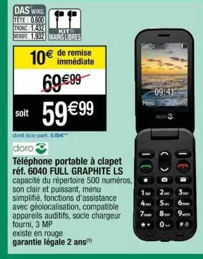 téléphone portable à clapet doro