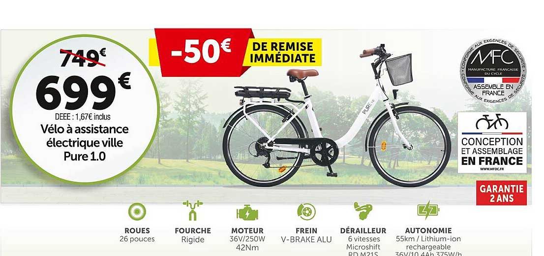vélo à assistance électrique ville pure 1.0