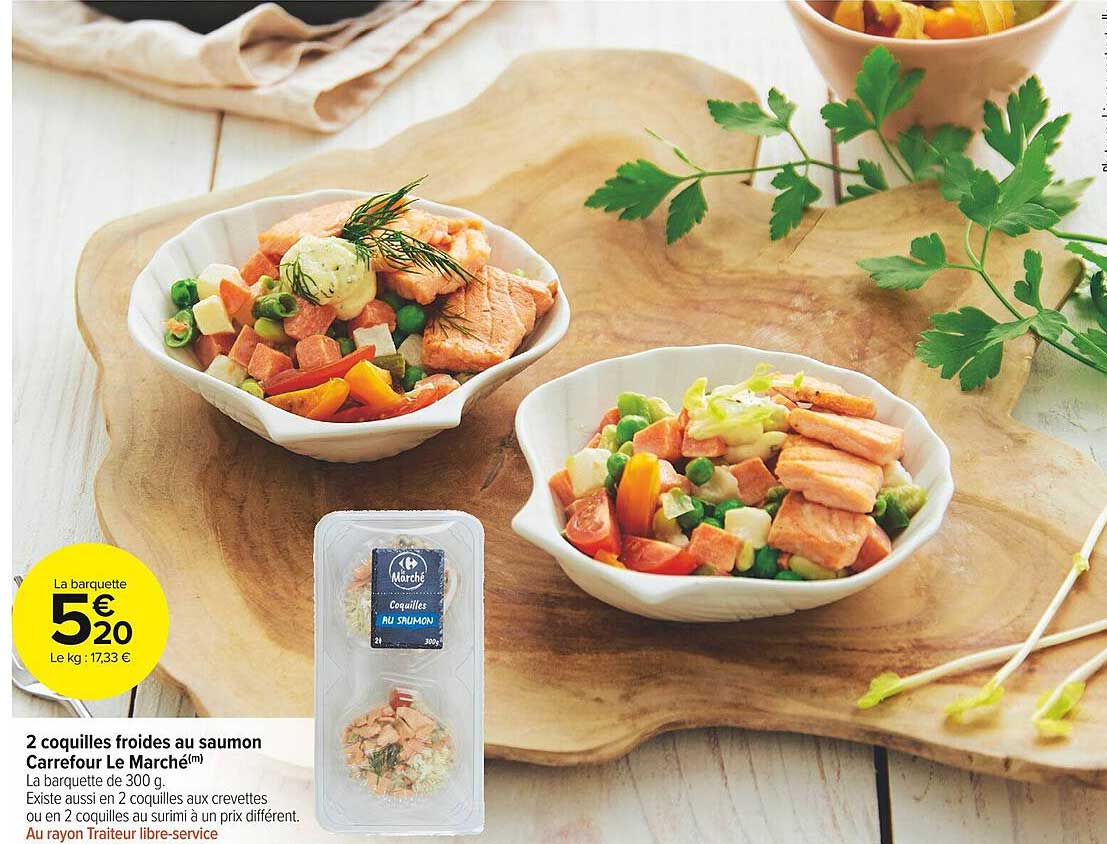 2 coquilles froides au saumon carrefour le marché