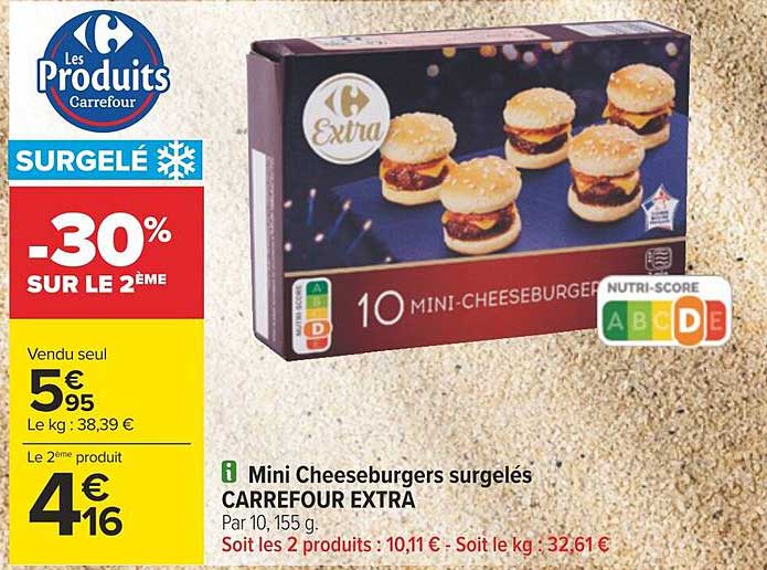 Mini Cheeseburgers Surgelés Carrefour Extra