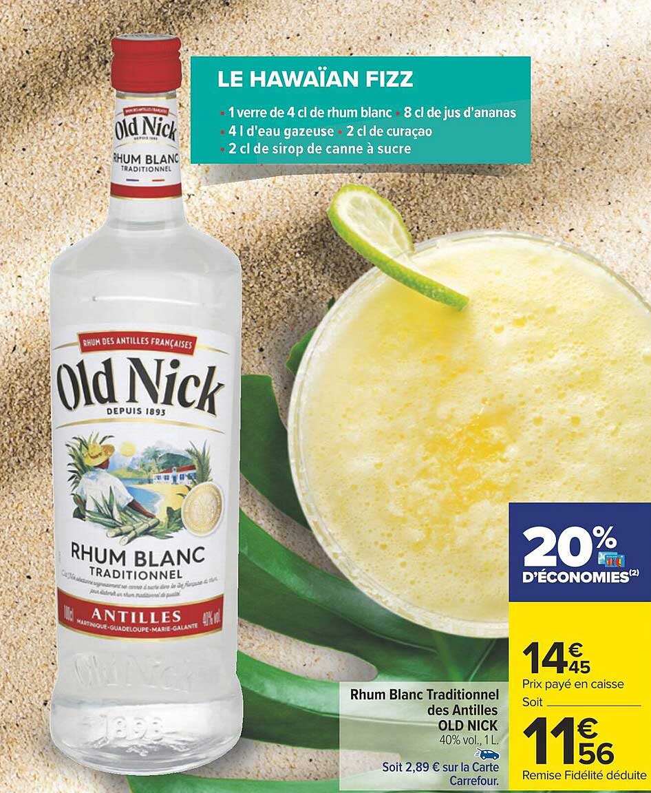 rhum blanc traditionnel des antilles old nick