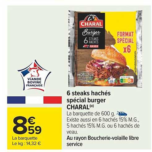6 Steaks Hachés Spécial Burger Charal