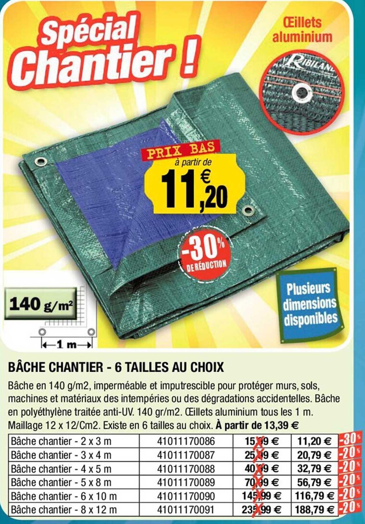 bâche chantier - 6 tailles au choix