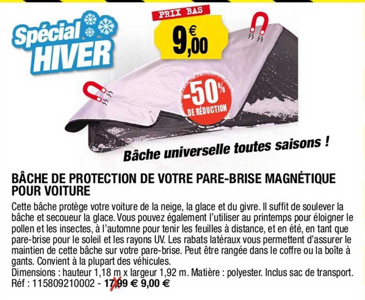 bâche de protection de votre pare-brise magnétique pour voiture