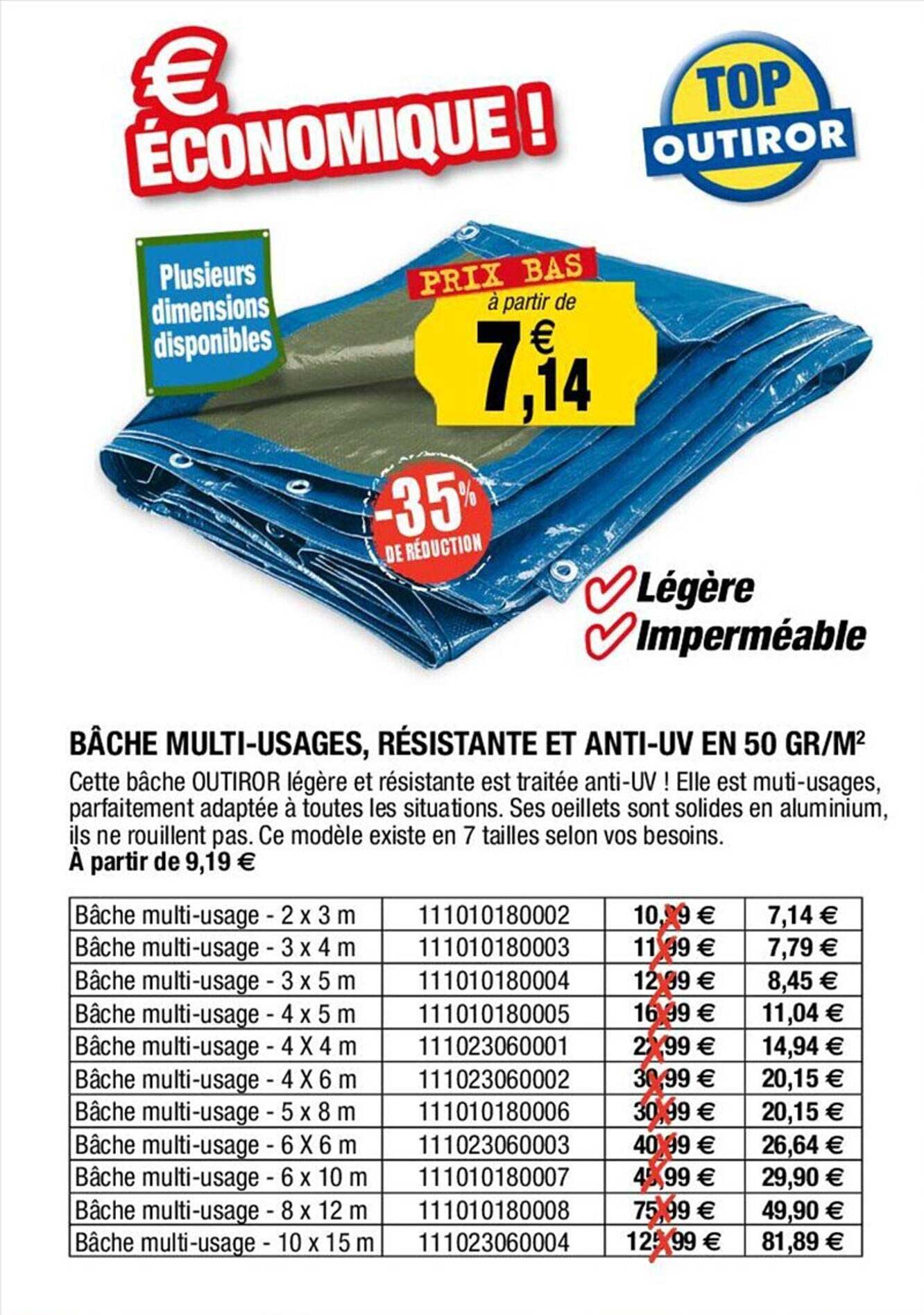 bâche multi-usages, résistante et anti-uv en 50 gr/m²