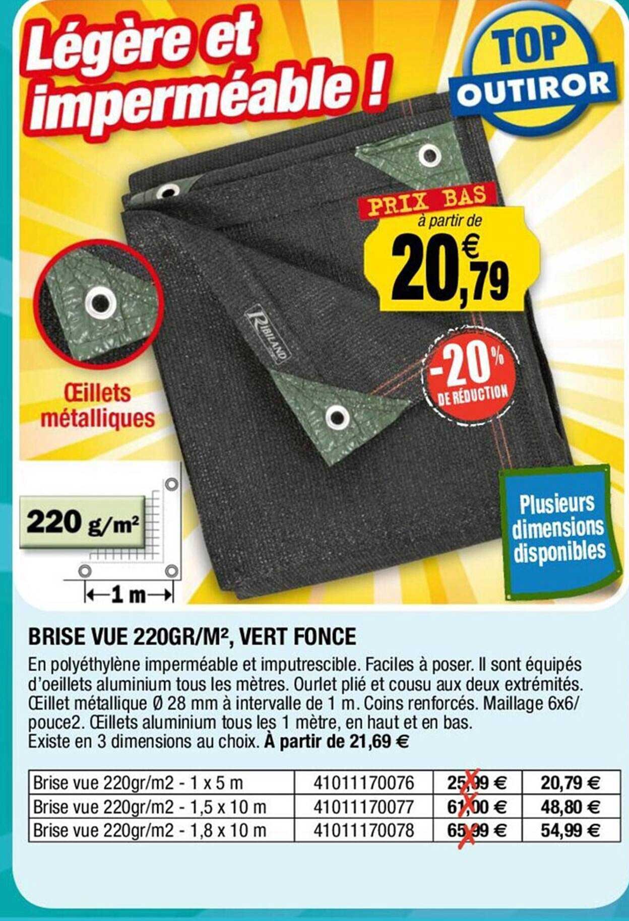 brise vue 220 gr/m², vert foncé