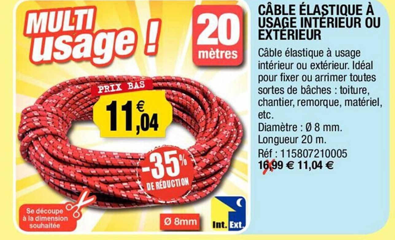 câble élastique à usage intérieur ou extérieur