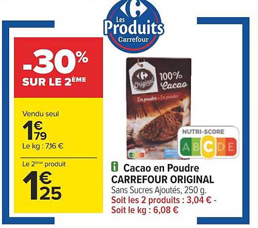 Cacao En Poudre Carrefour Original