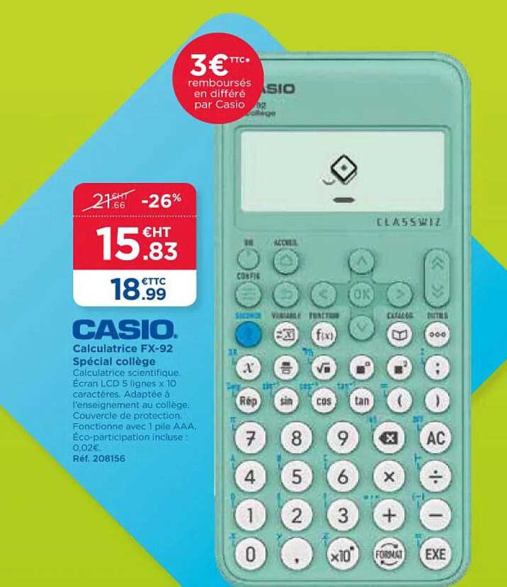 Calculatrice Fx-92 Spécial Collège Casio