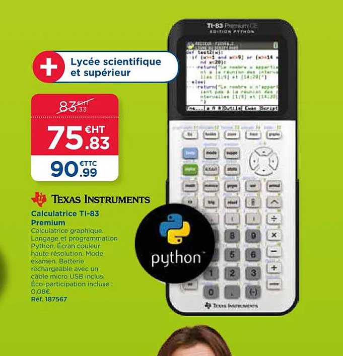 calculatrice ti-83 premium texas instruments