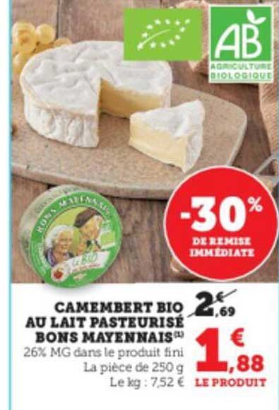 camembert bio au lait pasteurisé bons mayennais