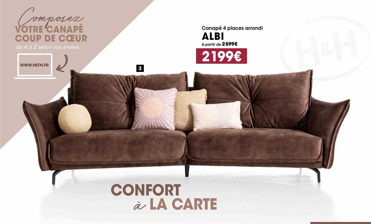 canapé 4 places arrondi albi