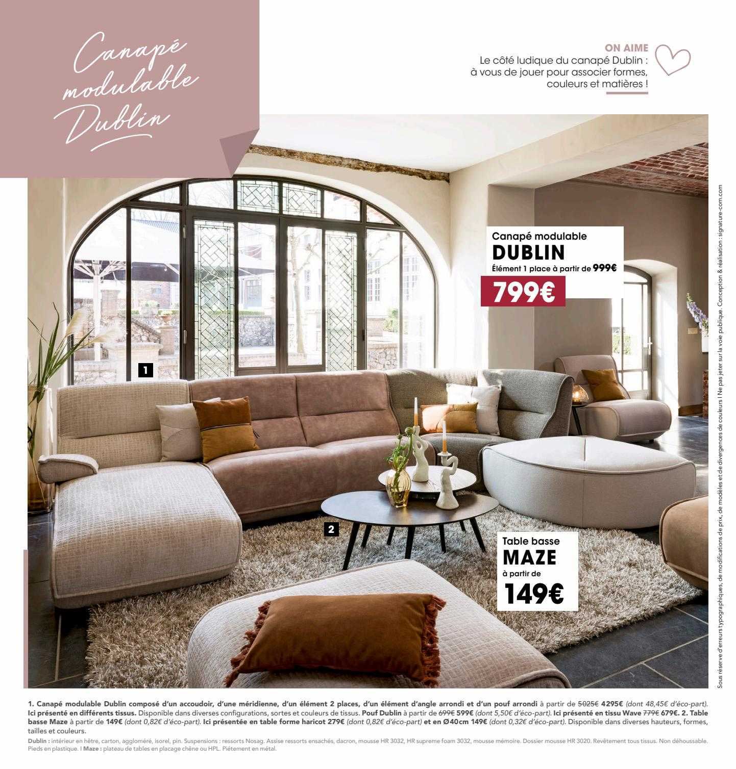 canapé modulable dublin, table basse maze