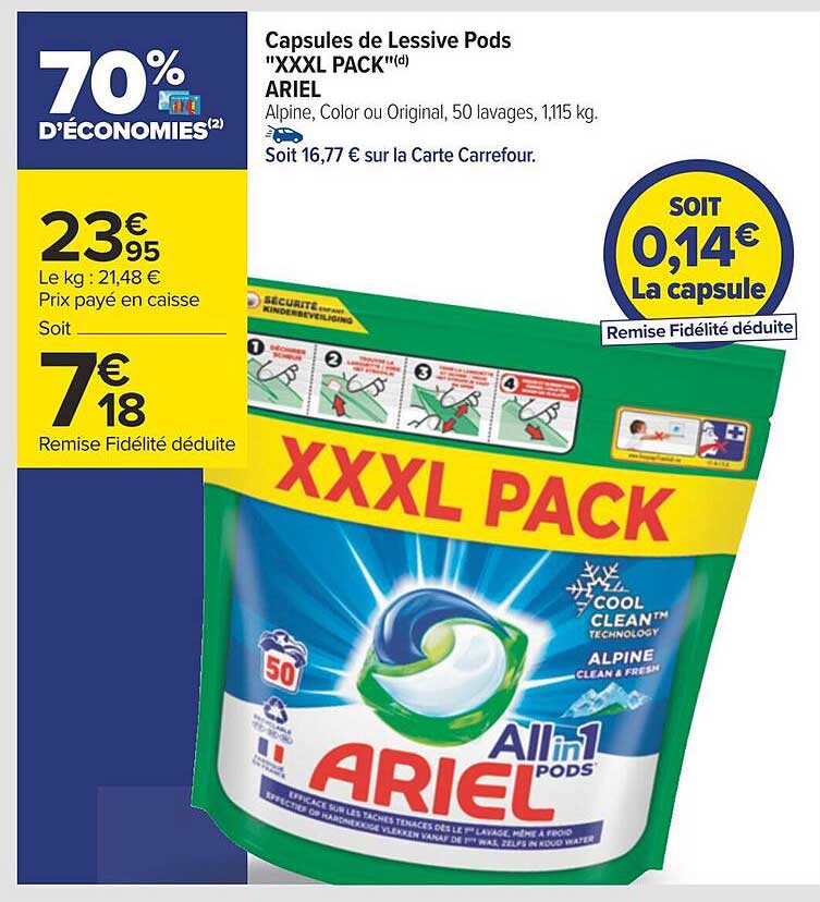 capsules de lessive pods "xxxl pack" ariel