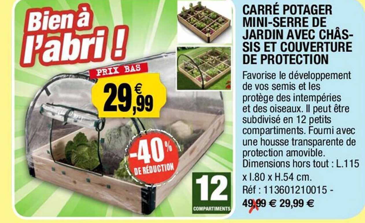 carré potager mini-serre de jardin avec châssis et couverture de protection
