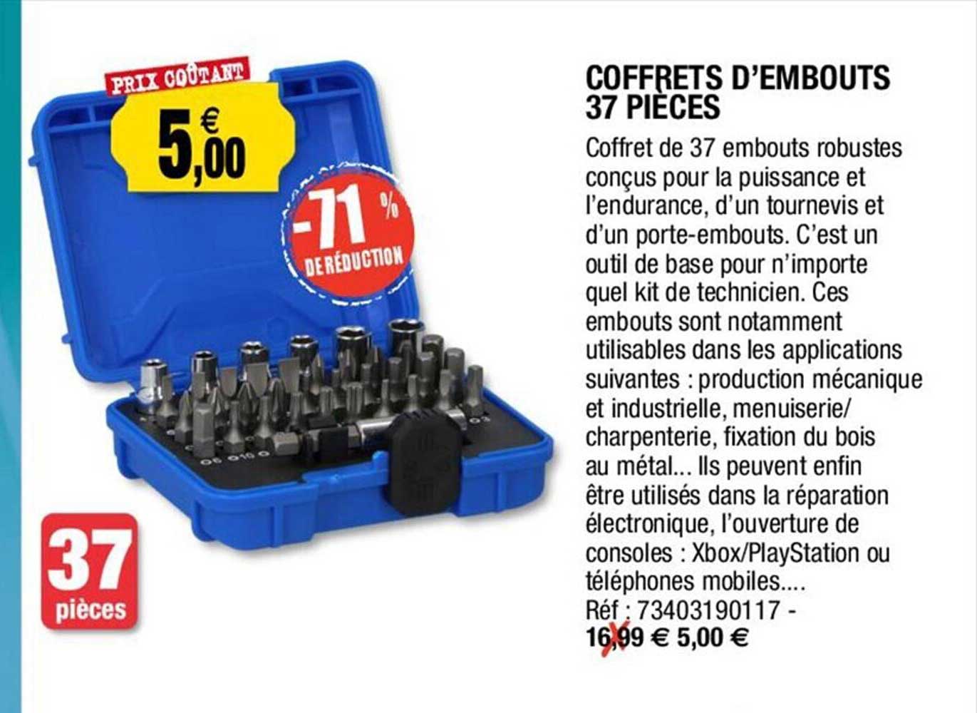coffrets d'embouts 37 pièces