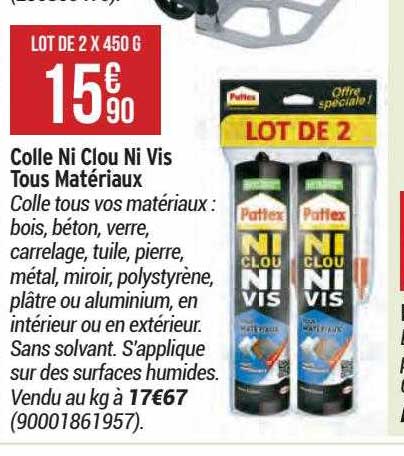 colle ni clou ni vis tous matériaux pattex
