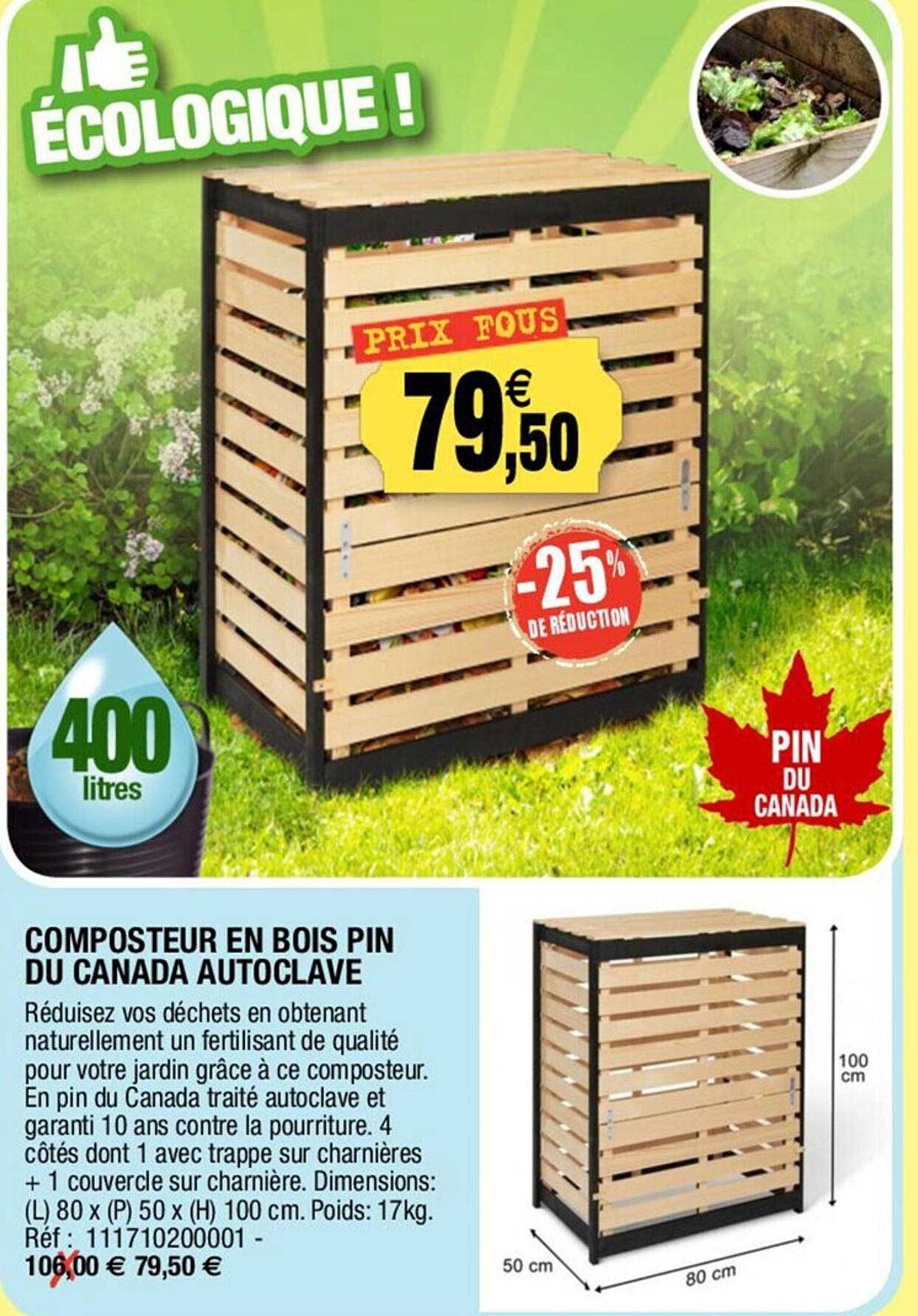 composteur en bois pin du canada autoclave