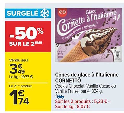 cônes de glace à l'italienne cornetto
