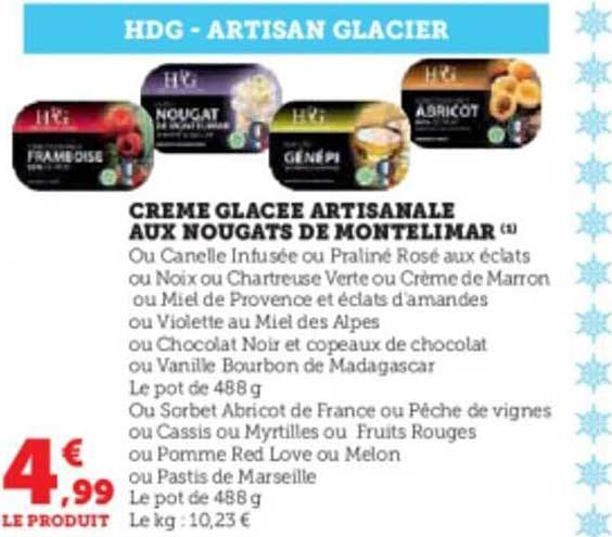crème glacée artisanale aux nougats de montelimar