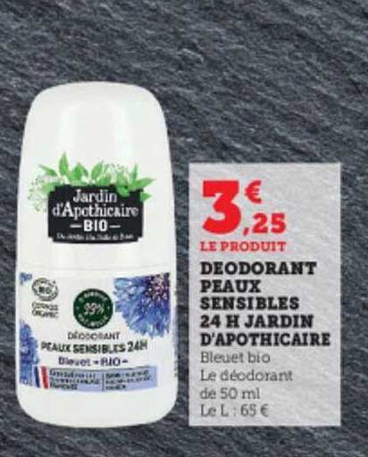 déodorant peaux sensibles 24h jardin d'apothicaire