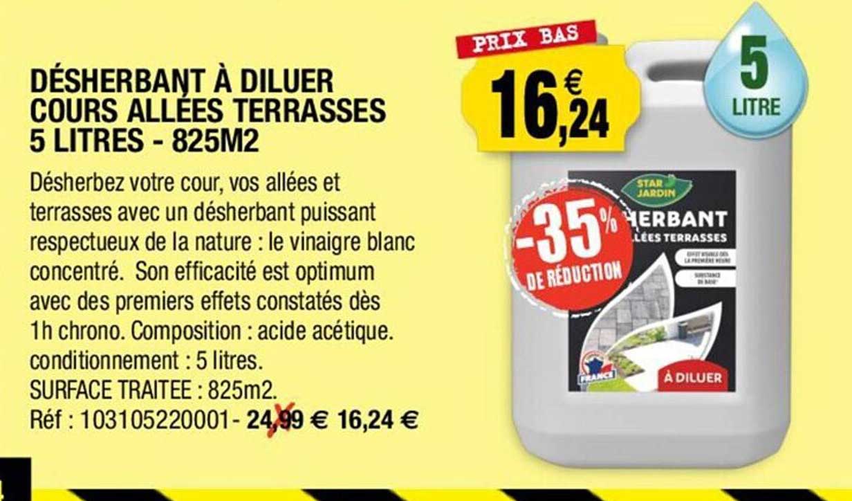désherbant à diluer cours allées terrasses 5 litres - 825 m²