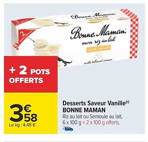 desserts saveur vanille bonne maman