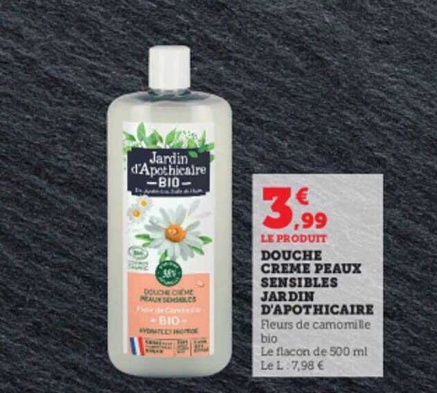 douche crème peaux sensibles jardin d'apothicaire