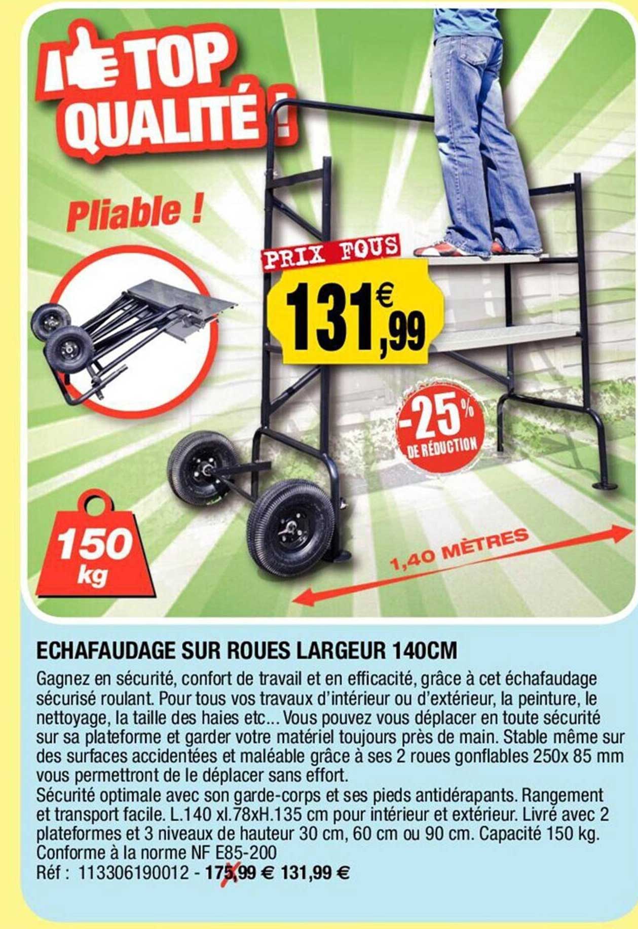 échafaudage Sur Roues Largeur 140 Cm