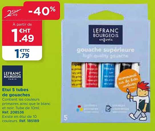 étui 5 tubes de gouaches le franc bourgeois