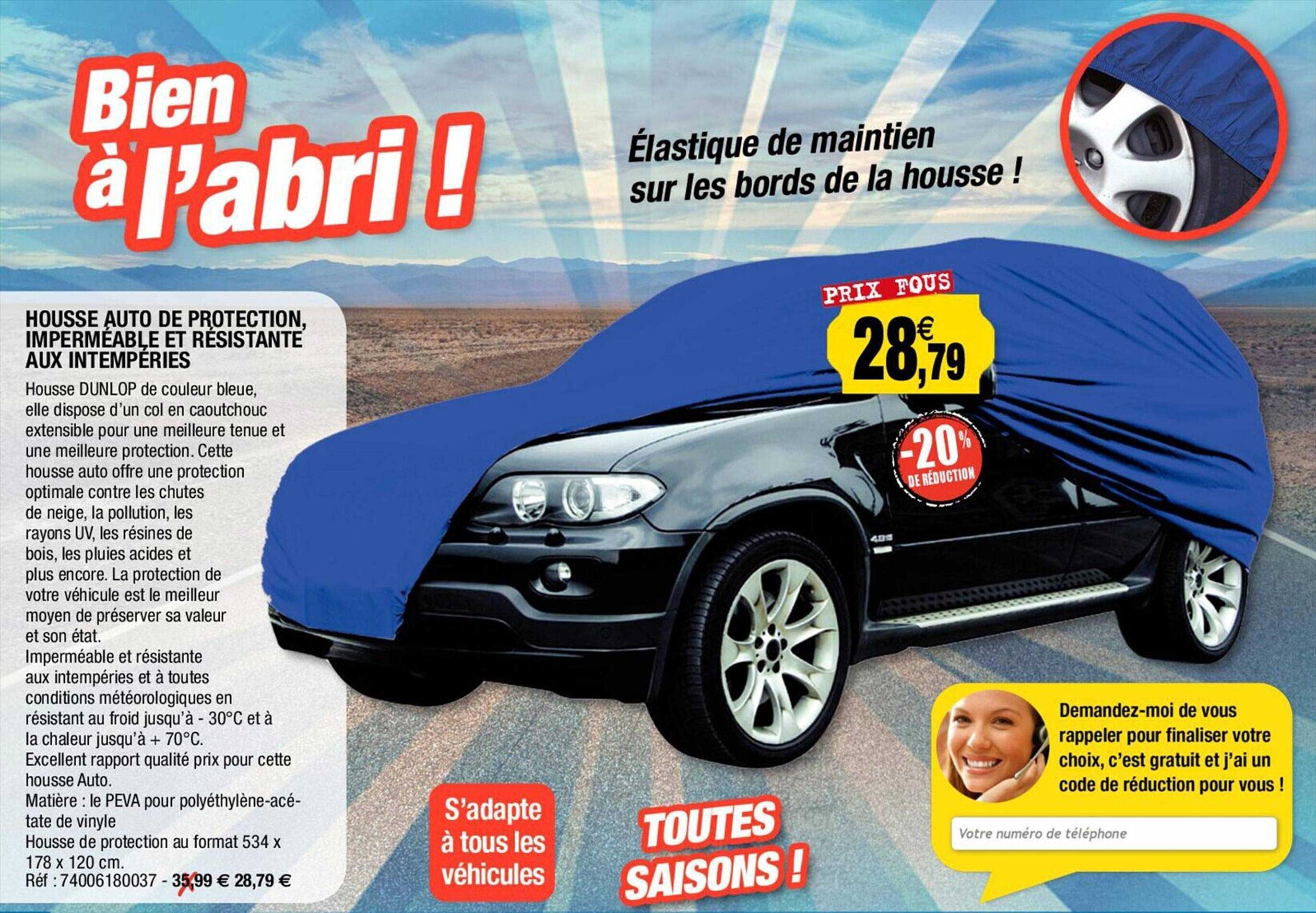 housse auto de protection, imperméable et résistante aux intempéries