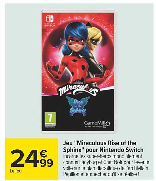 jeu "miraculous rise of the sphinx" pour nintendo switch