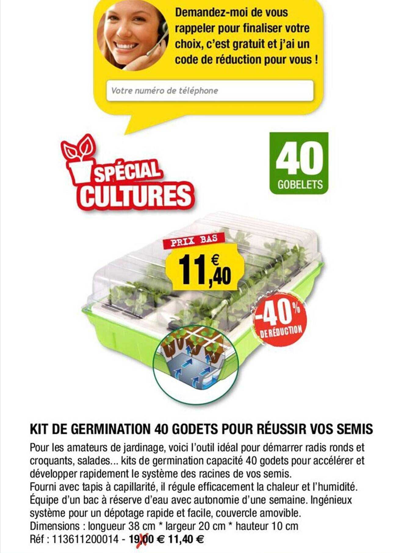 kit de germination 40 godets poru réussir vos semis