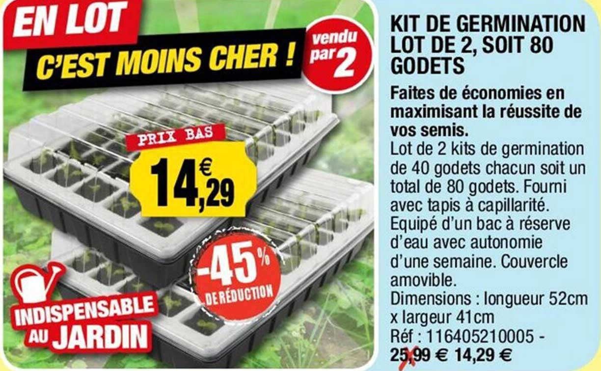 kit de germination lot de 2, soit 80 godets